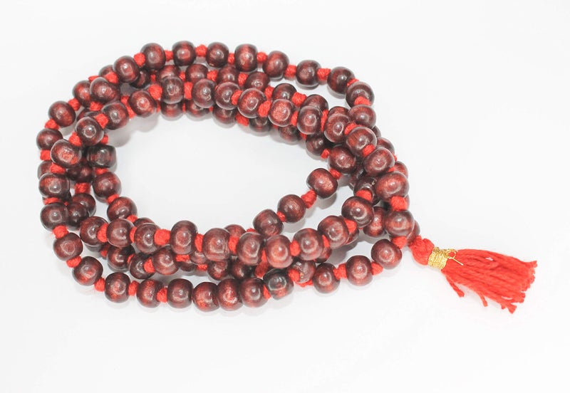 IS4A 8mm Red (Rosewood) Wood Japa Mala Beads Necklace Beads 108 + 1 Hand Knotted Meditation Prayer - Image 4